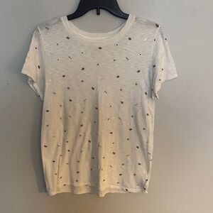 Lucky Brand White Short Sleeve Tee with lips, hearts and xo pattern size medium